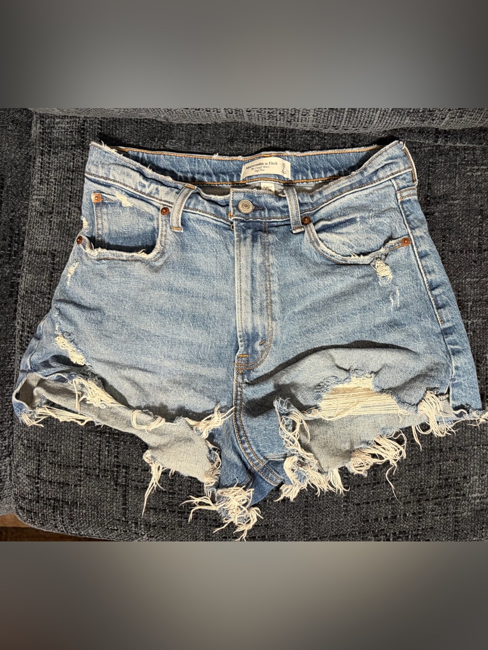 Abercrombie & Fitch Light Blue Distressed Denim Jean Shorts